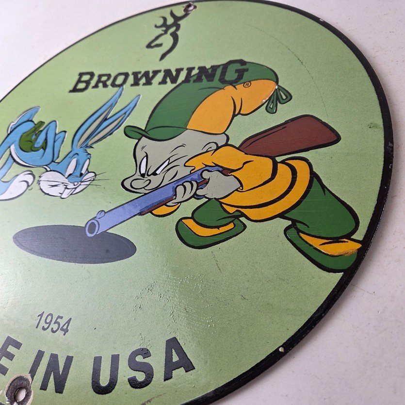 Vintage Browning Firearms Porcelain Sign - Rifles Shotguns Ammo Gas Ad Pump Sign - Image 13