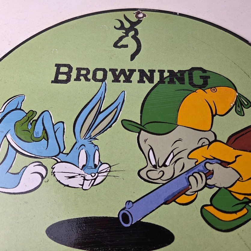 Vintage Browning Firearms Porcelain Sign - Rifles Shotguns Ammo Gas Ad Pump Sign - Image 3