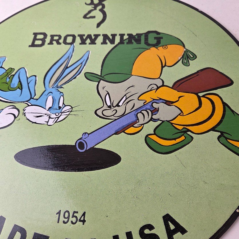 Vintage Browning Firearms Porcelain Sign - Rifles Shotguns Ammo Gas Ad Pump Sign - Image 4