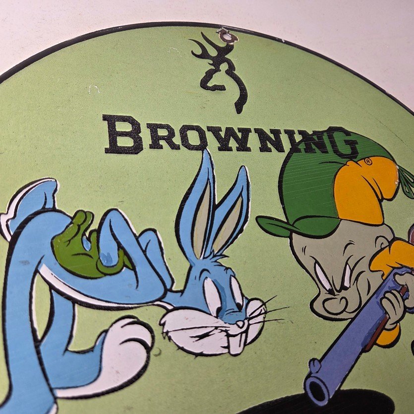 Vintage Browning Firearms Porcelain Sign - Rifles Shotguns Ammo Gas Ad Pump Sign - Image 5