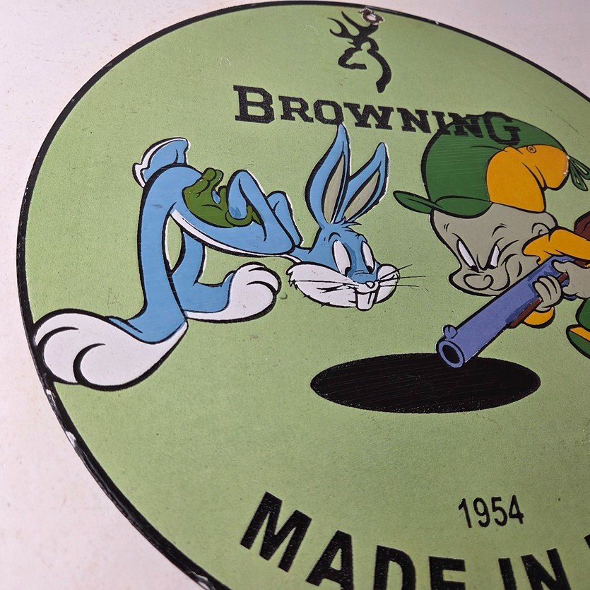 Vintage Browning Firearms Porcelain Sign - Rifles Shotguns Ammo Gas Ad Pump Sign - Image 6