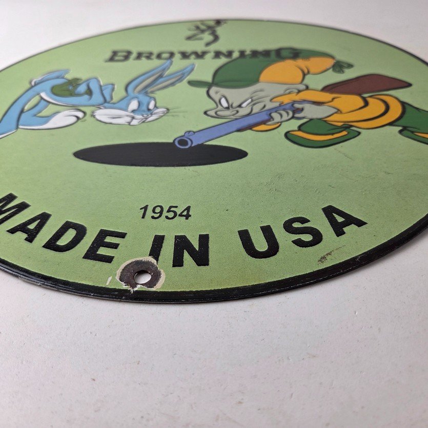 Vintage Browning Firearms Porcelain Sign - Rifles Shotguns Ammo Gas Ad Pump Sign - Image 10