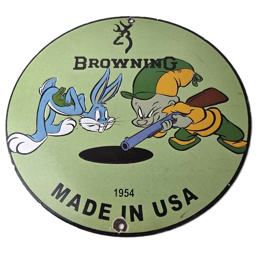 Vintage Browning Firearms Porcelain Sign - Rifles Shotguns Ammo Gas Ad Pump Sign