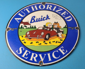 Vintage Buick Automobiles Sign Richie Rich Porcelain Auto Gas Pump Sign 305867898452