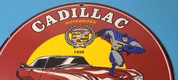 Vintage Cadillac Service Sign Batman DC Comics Gas Pump Plate Porcelain Sign 305934173282 12