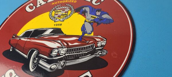 Vintage Cadillac Service Sign Batman DC Comics Gas Pump Plate Porcelain Sign 305934173282 8