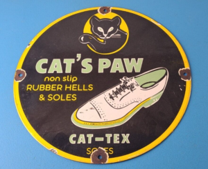 Vintage Cats Paw Shoes Sign Porcelain Cat Tex Gas Service Pump Sign 305877467882