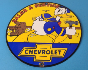 Vintage Chevrolet Sign Auto Service Man Cave Bar Wall Porcelain Gas Pump Sign 305870516922