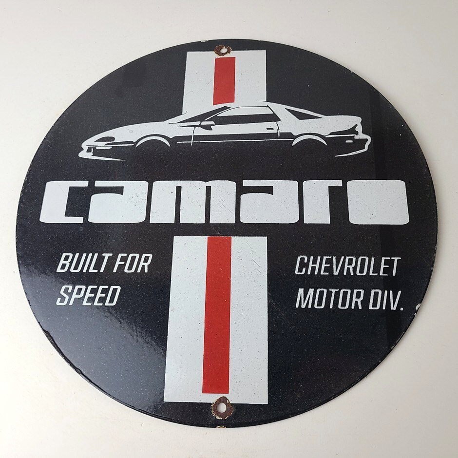 Vintage Chevrolet Sign - Camaro Speed Automobile Motors Gas Pump Porcelain Sign - Image 12