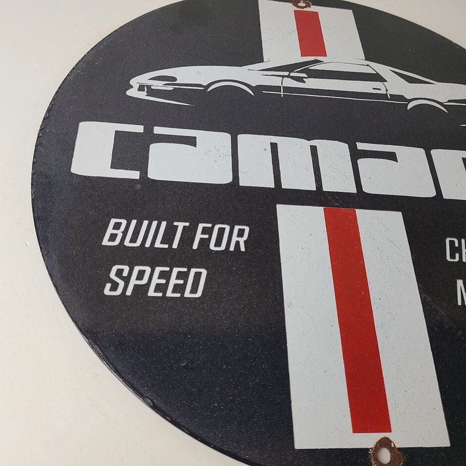 Vintage Chevrolet Sign - Camaro Speed Automobile Motors Gas Pump Porcelain Sign - Image 6