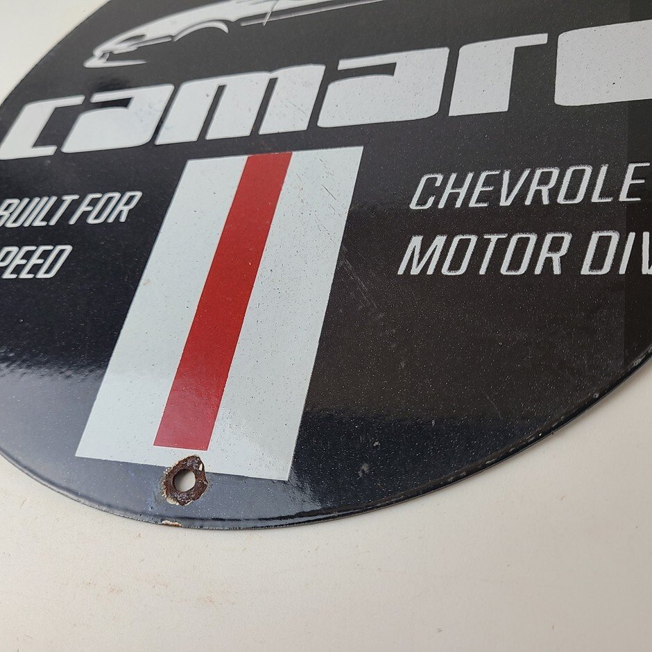 Vintage Chevrolet Sign - Camaro Speed Automobile Motors Gas Pump Porcelain Sign - Image 10