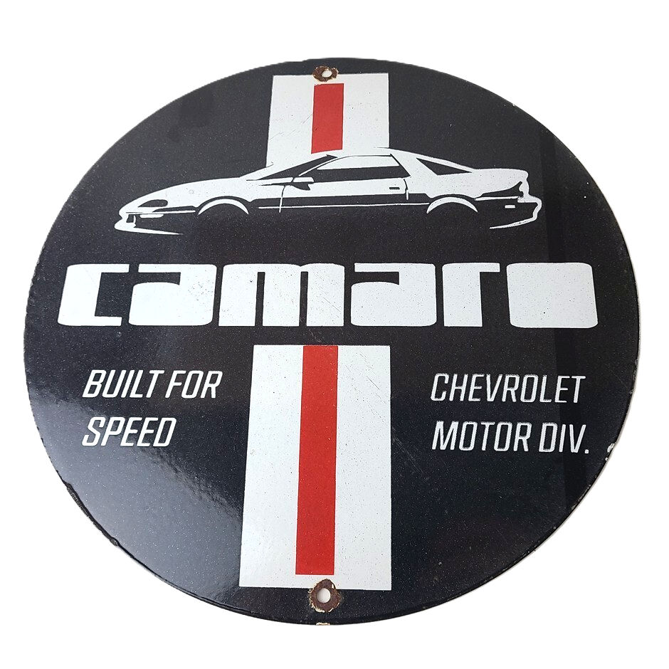 Vintage Chevrolet Sign - Camaro Speed Automobile Motors Gas Pump Porcelain Sign