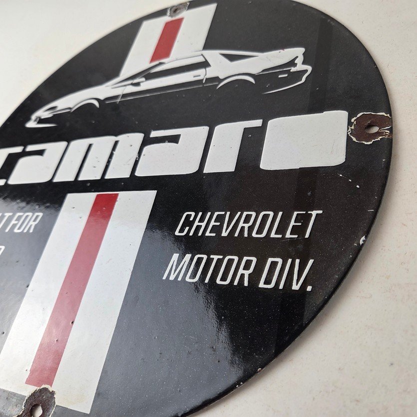 Vintage Chevrolet Sign - Camaro Speed Automobile Motors Gas Pump Porcelain Sign - Image 13