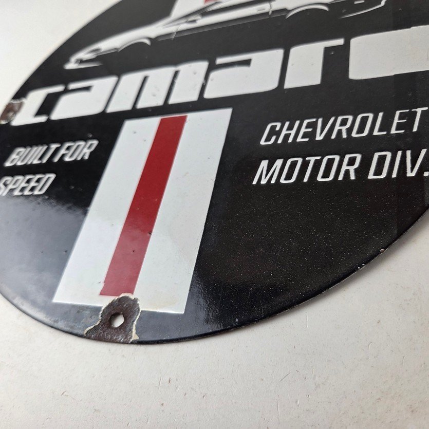 Vintage Chevrolet Sign - Camaro Speed Automobile Motors Gas Pump Porcelain Sign - Image 14