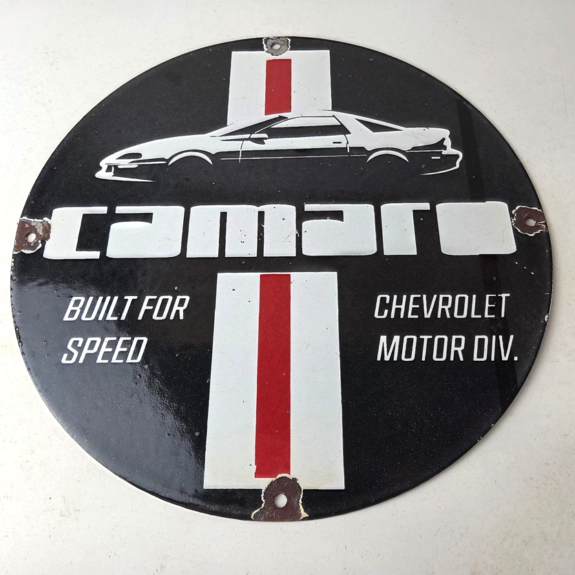 Vintage Chevrolet Sign - Camaro Speed Automobile Motors Gas Pump Porcelain Sign - Image 15