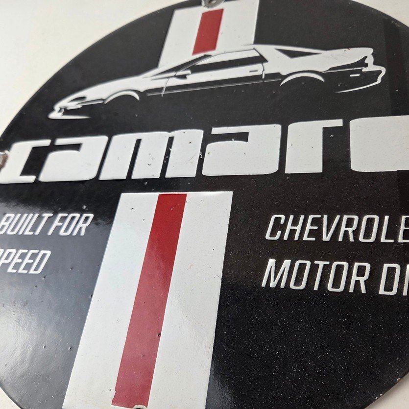 Vintage Chevrolet Sign - Camaro Speed Automobile Motors Gas Pump Porcelain Sign - Image 4
