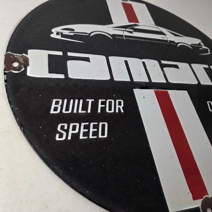 Vintage Chevrolet Sign - Camaro Speed Automobile Motors Gas Pump Porcelain Sign - Image 6