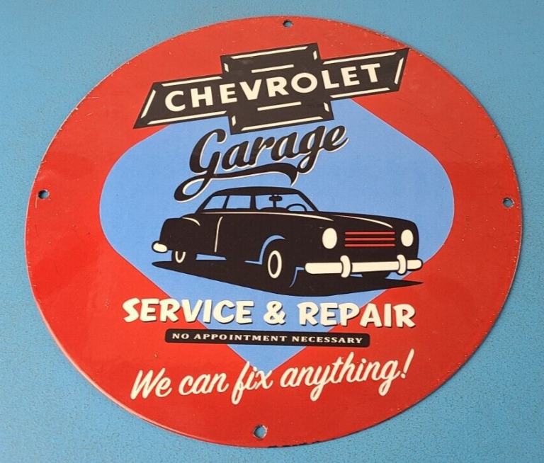 Vintage Chevrolet Sign Garage Automobile Motors Repairs Porcelain Sign 306047884382