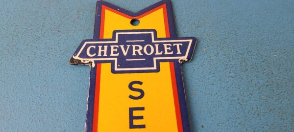Vintage Chevrolet Sign Porcelain Service Arrow Sign Gas Oil Pump Garage Sign