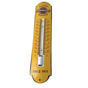 Vintage Chevrolet Sign - Super Service Gas Pump Sign on Porcelain Thermometer