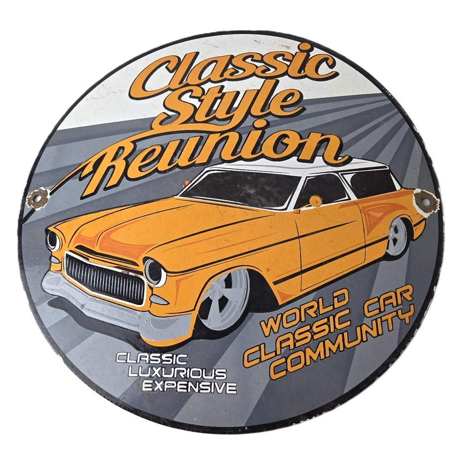 Vintage Classic Style Reunion Sign - Luxury Auto Gas Pump Station Porcelain Sign