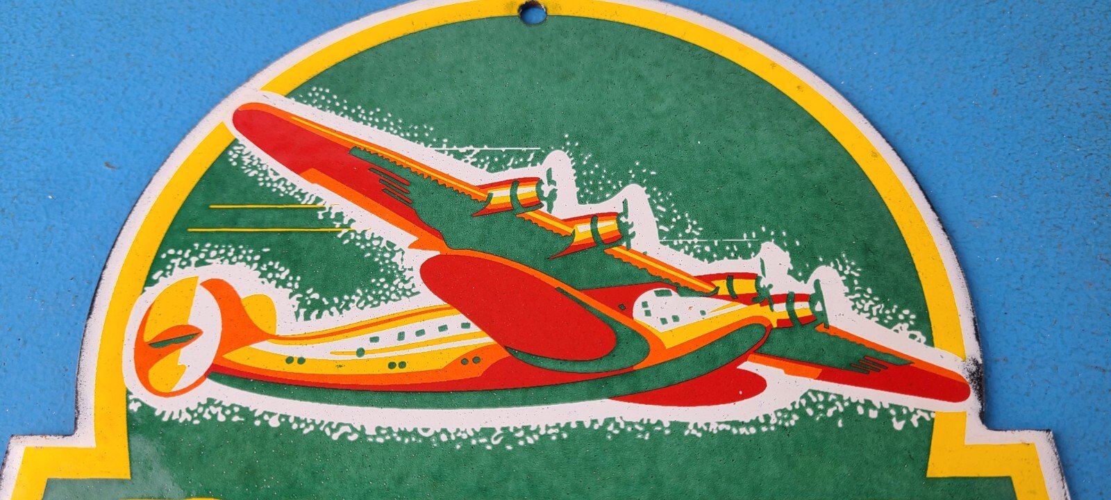 Vintage Clipper Gasoline Sign - Aircraft Airplane Gas Pump Porcelain Sign - Image 13