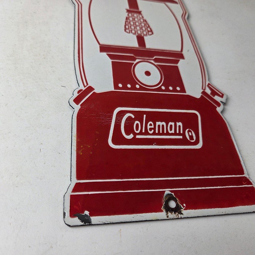Vintage Coleman Sales Sign - Gas Auto Dealer Service Center Camp Porcelain Sign - Image 11