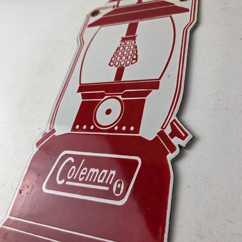 Vintage Coleman Sales Sign - Gas Auto Dealer Service Center Camp Porcelain Sign - Image 13