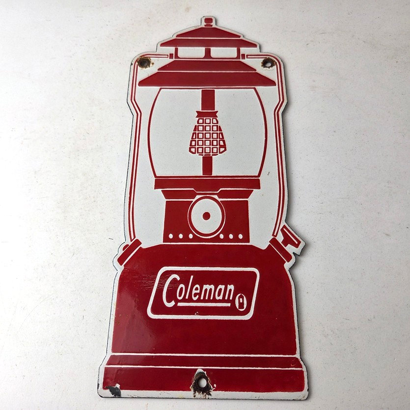 Vintage Coleman Sales Sign - Gas Auto Dealer Service Center Camp Porcelain Sign - Image 15