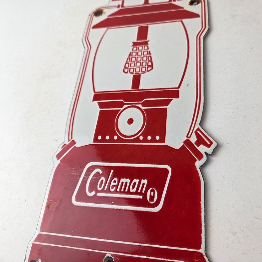 Vintage Coleman Sales Sign - Gas Auto Dealer Service Center Camp Porcelain Sign - Image 4