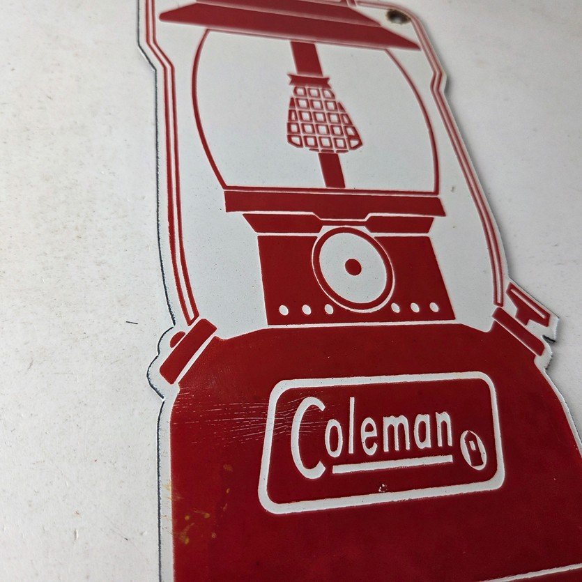 Vintage Coleman Sales Sign - Gas Auto Dealer Service Center Camp Porcelain Sign - Image 6