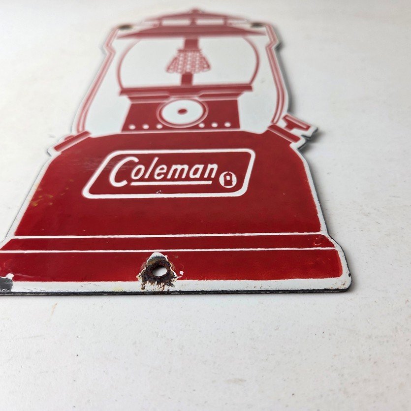 Vintage Coleman Sales Sign - Gas Auto Dealer Service Center Camp Porcelain Sign - Image 10