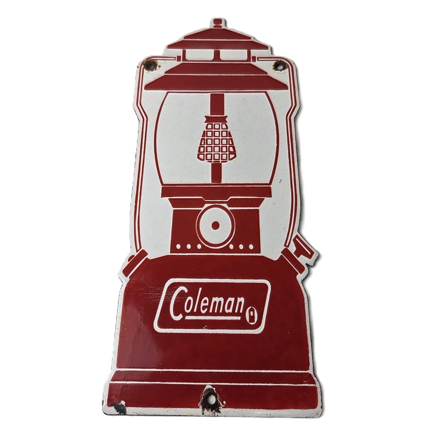 Vintage Coleman Sales Sign - Gas Auto Dealer Service Center Camp Porcelain Sign