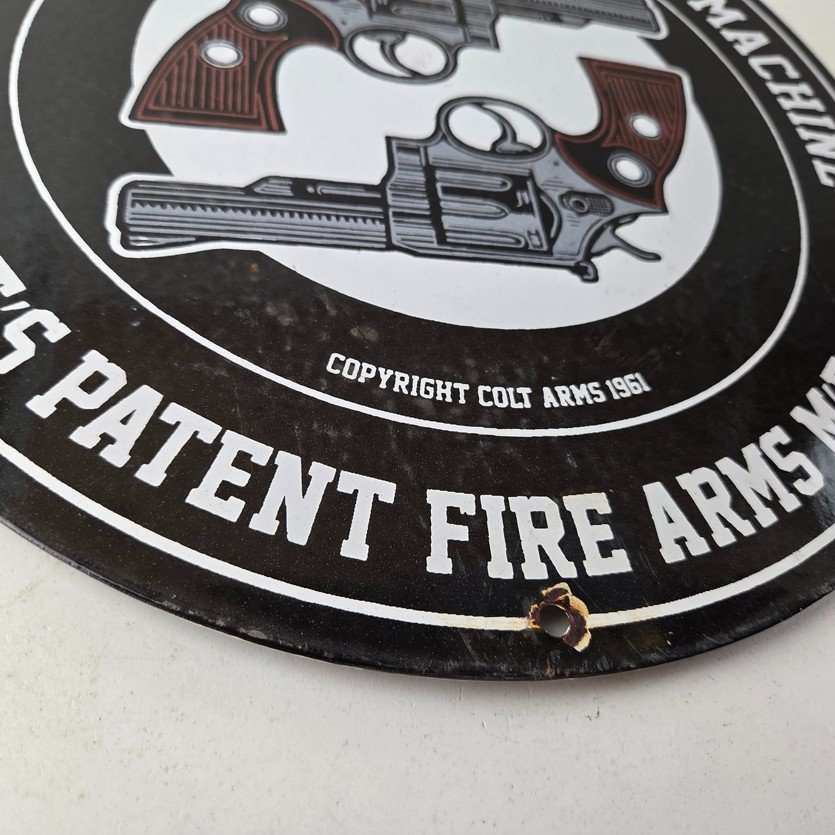 Vintage Colt Firearms Sign - Revolvers Automatic Pistols Gas Porcelain Sign - Image 11
