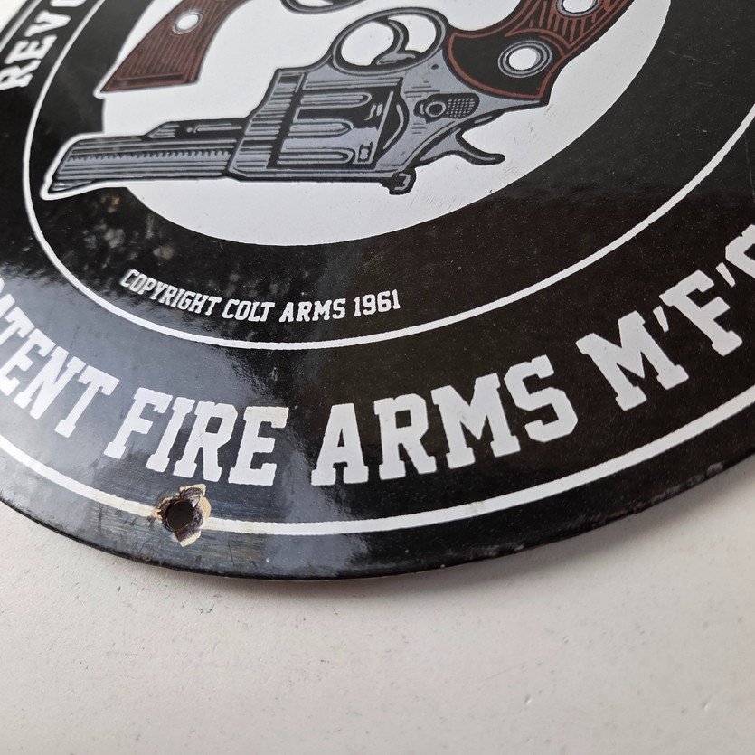 Vintage Colt Firearms Sign - Revolvers Automatic Pistols Gas Porcelain Sign - Image 14