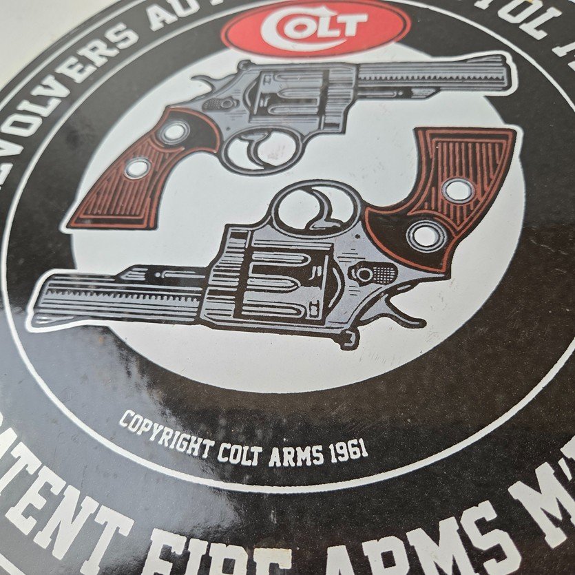 Vintage Colt Firearms Sign - Revolvers Automatic Pistols Gas Porcelain Sign - Image 4