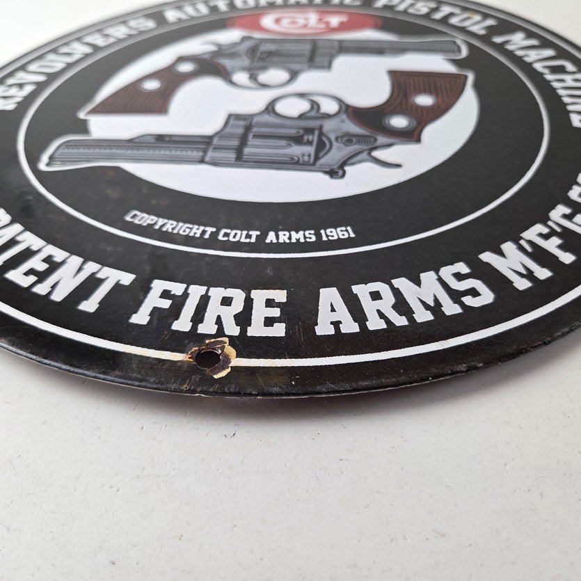 Vintage Colt Firearms Sign - Revolvers Automatic Pistols Gas Porcelain Sign - Image 10