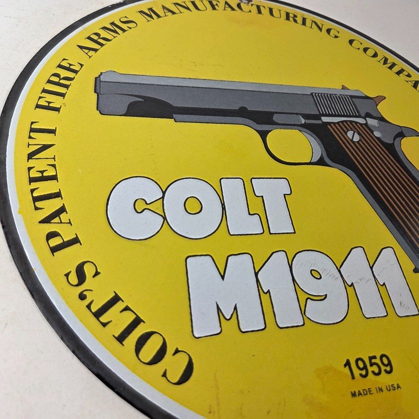 Vintage Colt Firearms Sign - Single Action M1911 Pistol Guns Porcelain Gas Sign - Image 6