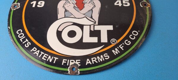 Vintage Colt Porcelain Sign Pistols Revolvers Machine Gun Ammo Gas Pump Sign 305773840992 11