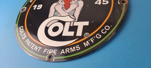 Vintage Colt Porcelain Sign Pistols Revolvers Machine Gun Ammo Gas Pump Sign 305773840992 9