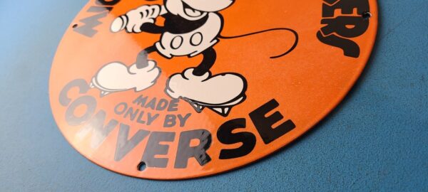 Vintage Converse Shoes Mickey Mouse Porcelain Gas Pump Service Station Sign 305771857942 6