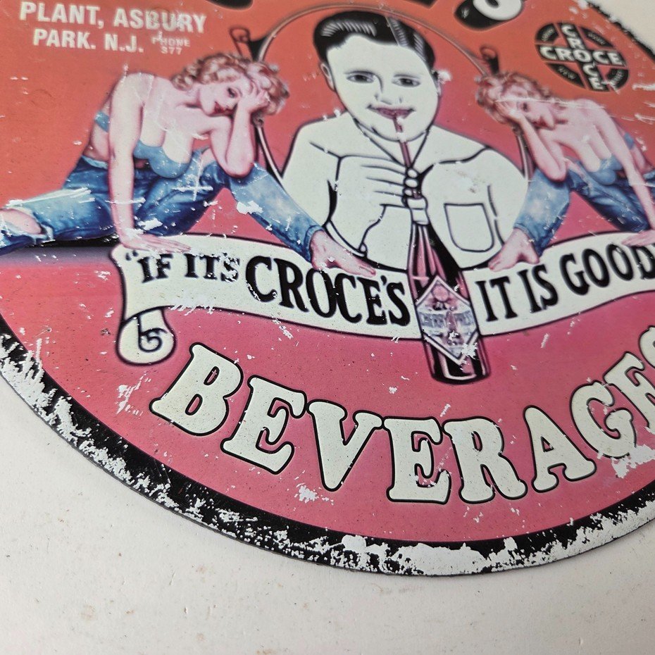 Vintage Croce's Porcelain Sign - Shop Soda Advertising Gas Pump Service Sign - Image 11