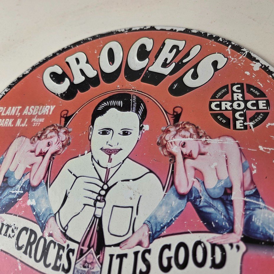 Vintage Croce's Porcelain Sign - Shop Soda Advertising Gas Pump Service Sign - Image 12