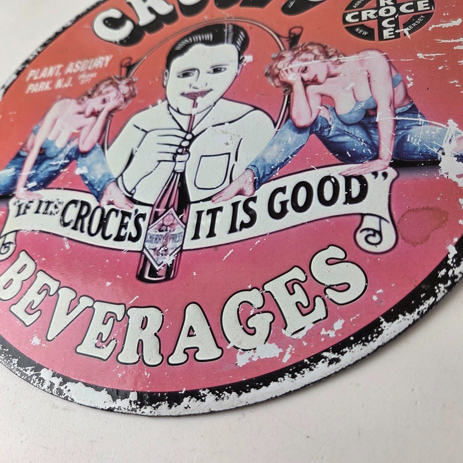 Vintage Croce's Porcelain Sign - Shop Soda Advertising Gas Pump Service Sign - Image 14