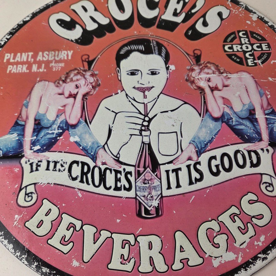 Vintage Croce's Porcelain Sign - Shop Soda Advertising Gas Pump Service Sign - Image 4