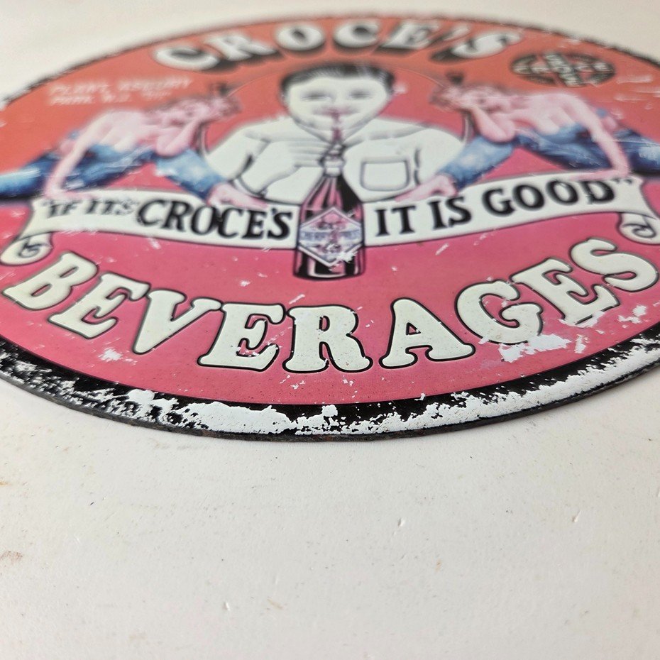 Vintage Croce's Porcelain Sign - Shop Soda Advertising Gas Pump Service Sign - Image 10