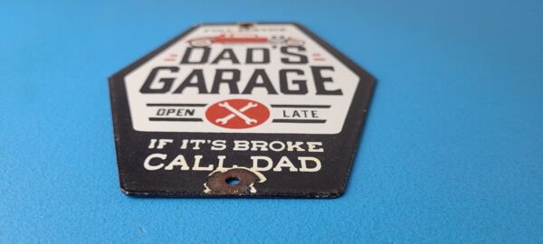 Vintage Dads Garage Sign Porcelain Service Sign Gas Oil Pump Mechanic Sign 305759242232 10