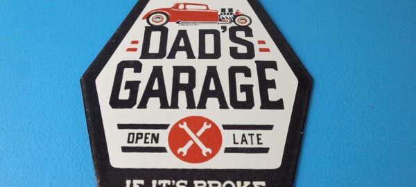 Vintage Dads Garage Sign Porcelain Service Sign Gas Oil Pump Mechanic Sign 305759242232 11