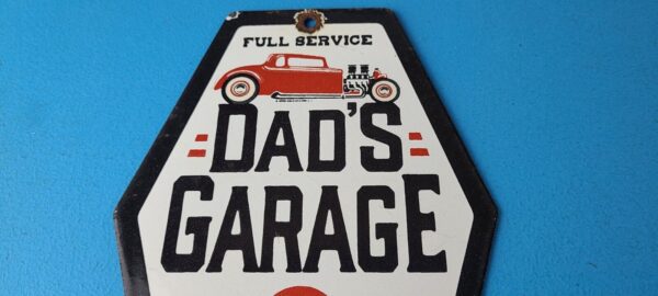 Vintage Dads Garage Sign Porcelain Service Sign Gas Oil Pump Mechanic Sign 305759242232 2