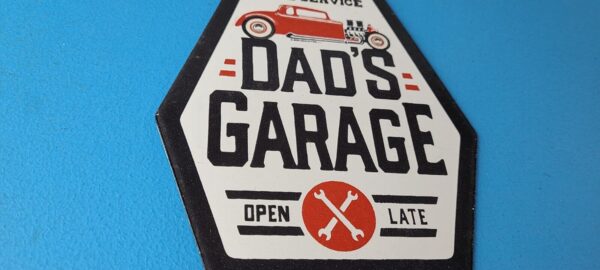 Vintage Dads Garage Sign Porcelain Service Sign Gas Oil Pump Mechanic Sign 305759242232 5